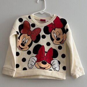 Disney Cream Sweatshirt with Black Polka Dots and Red Minnie Bows - Kids